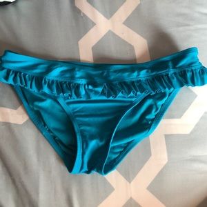 Blue ruffled bikini bottoms